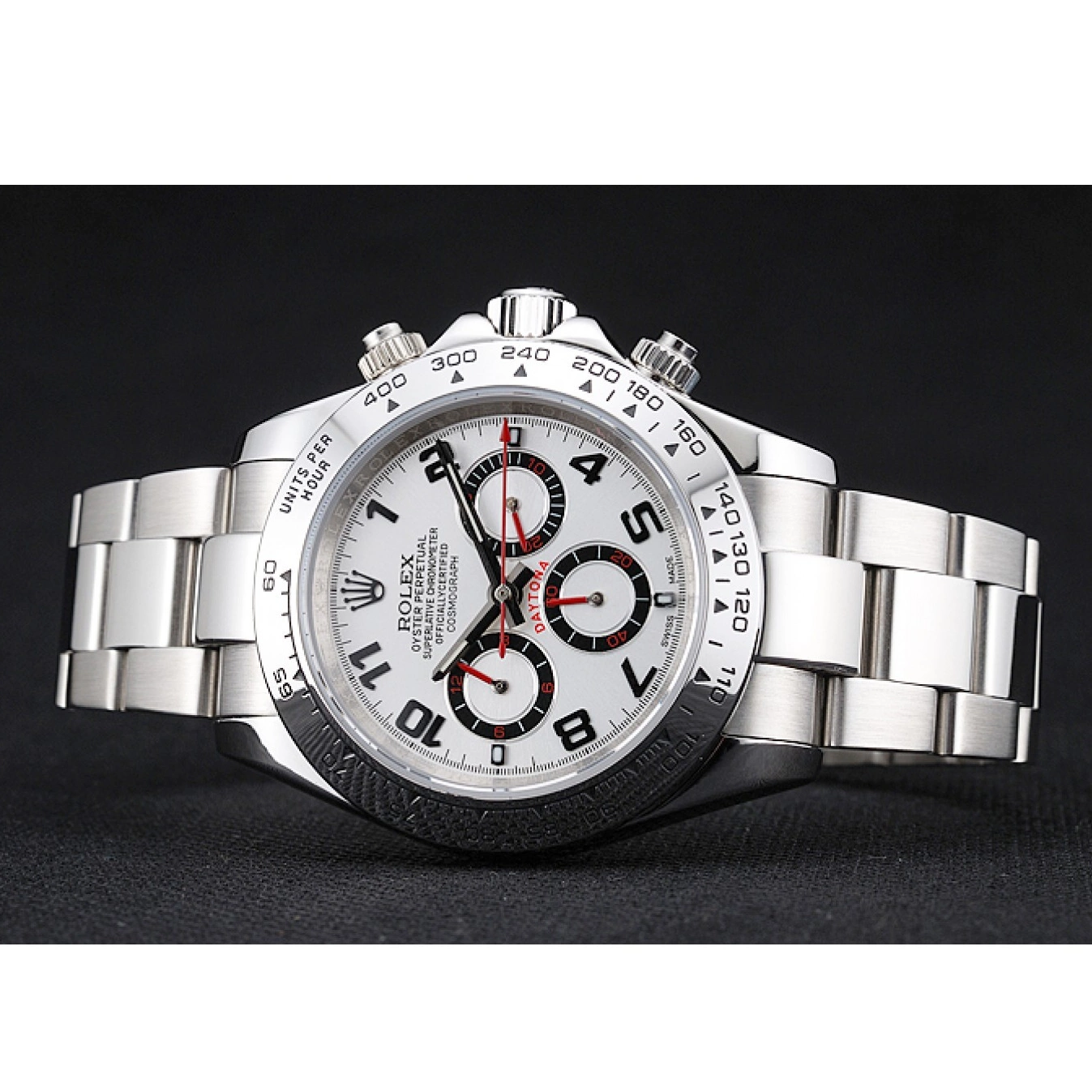 Aaa fake watches Cosmograph Bezel Dial Steel White Stainless Daytona Rolex White 1454242 0716